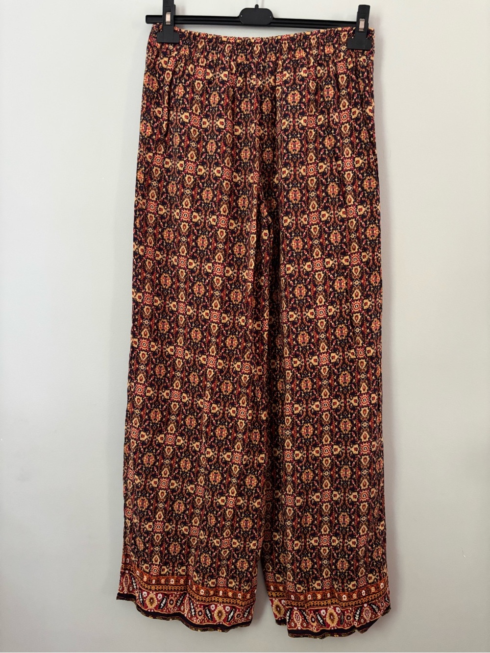 Earthbound Boho Wide Leg Palazzo Pants Navy Yellow Size L - Picture 2 of 7